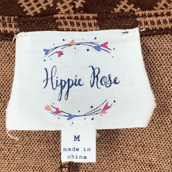 Juniors Women Hippie Rose Knit Check blazer Sz M Brown One Button 3700 washable - Picture 3 of 9